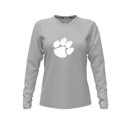 [FTLVCFGY-FYXS-LOGO2] Comfort T-Shirt (Female Youth XS, Gray, V Neck, Logo 2, Long Sleeve)