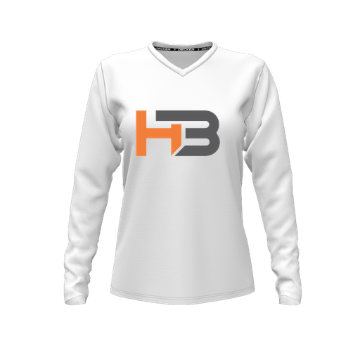 [CUS-DFW-TEES-PER-VNK-LSL-WHT-FYXS-LOGO1] Performance T-Shirt (Female Youth XS, White, V Neck, Logo 1, Long Sleeve)