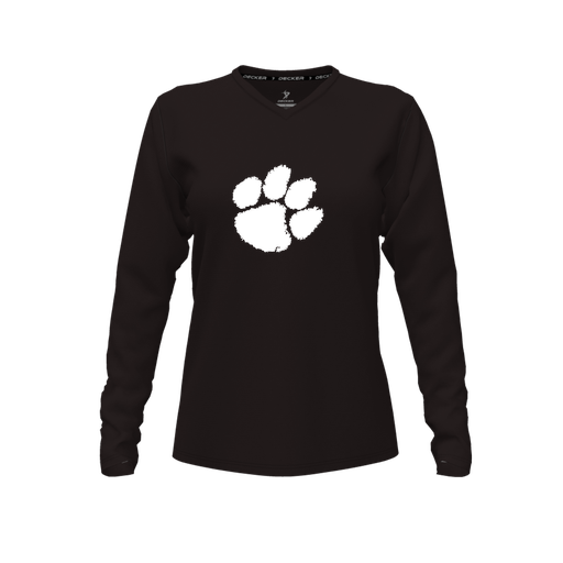 [FTLVPTBK-FYXS-LOGO2] Decker Performance T-Shirt (Female Youth XS, Black, V Neck, Logo 2, Long Sleeve)