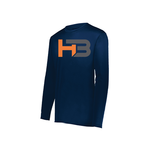 [222823.065.S-LOGO1] Youth LS Smooth Sport Shirt (Youth S, Navy, Logo 1)