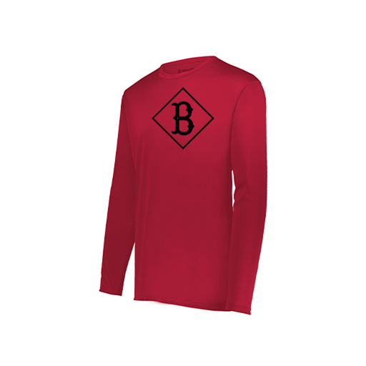 [222823.083.S-LOGO3] Youth LS Smooth Sport Shirt (Youth S, Red, Logo 3)