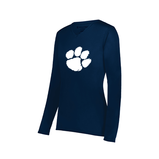 [222824.065.S-LOGO2] Ladies LS Smooth Sport Shirt (Female Adult S, Navy, Logo 2)