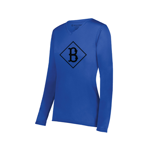 [222824.060.S-LOGO3] Ladies LS Smooth Sport Shirt (Female Adult S, Royal, Logo 3)